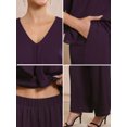 thumbnail image 5 of INSPIRE CHIC Women's Mother of Bride Sets Chiffon Ruffles V Neck Top Wide Legs Pantsuits Wedding Guest 2 Pieces Pants Suits 2XL Dark Purple, 5 of 6