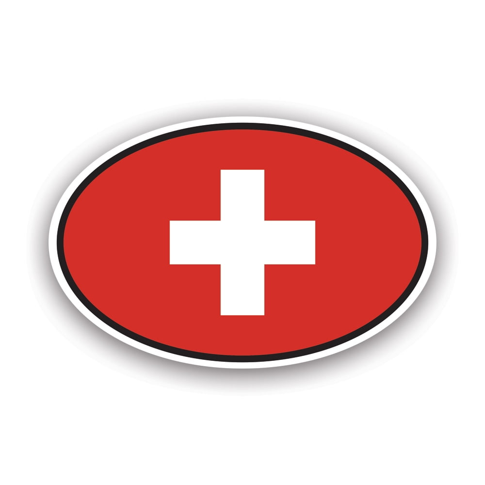 Switzerland Oval Sticker Decal Self Adhesive Vinyl Weatherproof