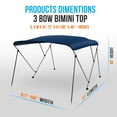 thumbnail image 2 of SereneLife 3 Bow Bimini Top - 2 Straps and 2 Rear Support Poles with Marine-Grade 600D Polyester Canvas (Navy Blue), 2 of 8