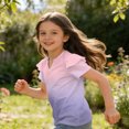 thumbnail image 3 of Dwellite Girls V-Neck Shirts Short Sleeve Cute Summer Tee Shirts Baggy Soft Tops 3-13 Years Pink 150, 3 of 7