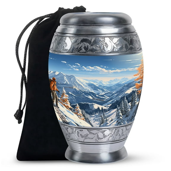 Hiker's Large Urns For Human Ashes Adult Male, Burial Urns For Adult Human Ashes, Memorial Urn, Funeral Urns For Ashes, Urn For Dad 10 Inch Urn For Ashes Adult Male, Burial Urns
