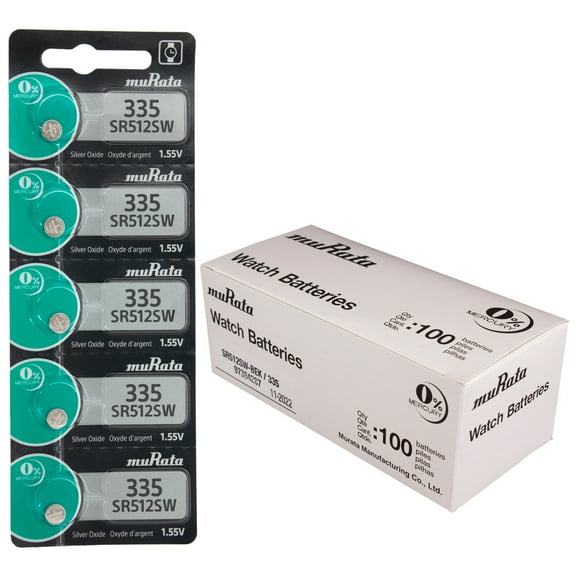 Murata SR512SW 335 6mAh 1.55V Silver Oxide Watch Battery - 300 Pack
