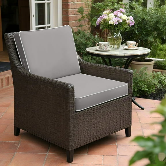 Millsilo Waterproof Outdoor Seat Cushion Set with Straps 2-Piece Set,Suitable for Balcony Garden Furniture,24x24x4in,Gray