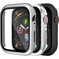 thumbnail image 1 of Compatible with Apple Watch Case 44mm iWatch SE Series 6/5/4 Built-in Screen Protector, Thin Guard Bumper Full Coverage Hard PC Cover for iWatch Accessories, Black Clear Sliver, 3 Pack, 1 of 5