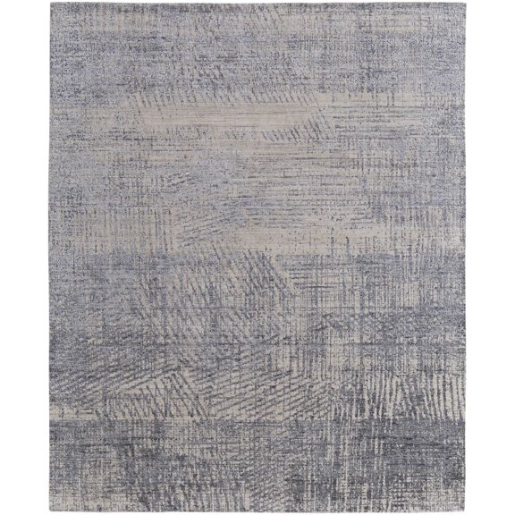 Feizy Eastfield Modern Abstract, Blue/Ivory/Gray, 2' x 3' Accent Rug Sheen Handmade Casual Distressed Floor Rug for Living room Bedroom