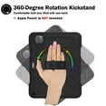 thumbnail image 4 of 3-Layer Kids Case for iPad Pro 11 2022/2021/2020/2018/Air4/Air5, Durable Sturdy Protection Silicone PC Case with Swivel Stand, Hand Strap Shoulder Strap Pencil Holder Charging Port Lid - Black, 4 of 13