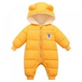 thumbnail image 1 of New Winter Baby Boys Girls Snowsuit Romper Bear Ears Hooded Outwear Zipper Closure One Piece Toddler Fleece Lined Jumpsuit,Adjustable Button style,3-18M, 1 of 5
