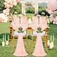 thumbnail image 2 of Blush Chair Sashes Wedding: 36 Pieces Long Sheer Wedding Aisle Chair Decorations Tulle ChairCovers with Artificial Eucalyptus, 2 of 13