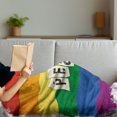 thumbnail image 3 of Pride Soft Flannel Fleece Throw Blanket, Grunge and Colorful Striped Backdrop Peace Wording Vintage Gay Lesbian Flag Print, Cozy Plush for Indoor and Outdoor Use, 70" x 90", Multicolor, by Ambesonne, 3 of 5