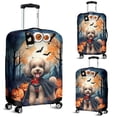 thumbnail image 2 of Happy Halloween Vampire Poodle BOO with Pumpkins Fun and Spooky Travel Luggage Cover Poodles Dog Lover Gifts Idea Suitcase Dust Protective Decor - 00018, 2 of 5