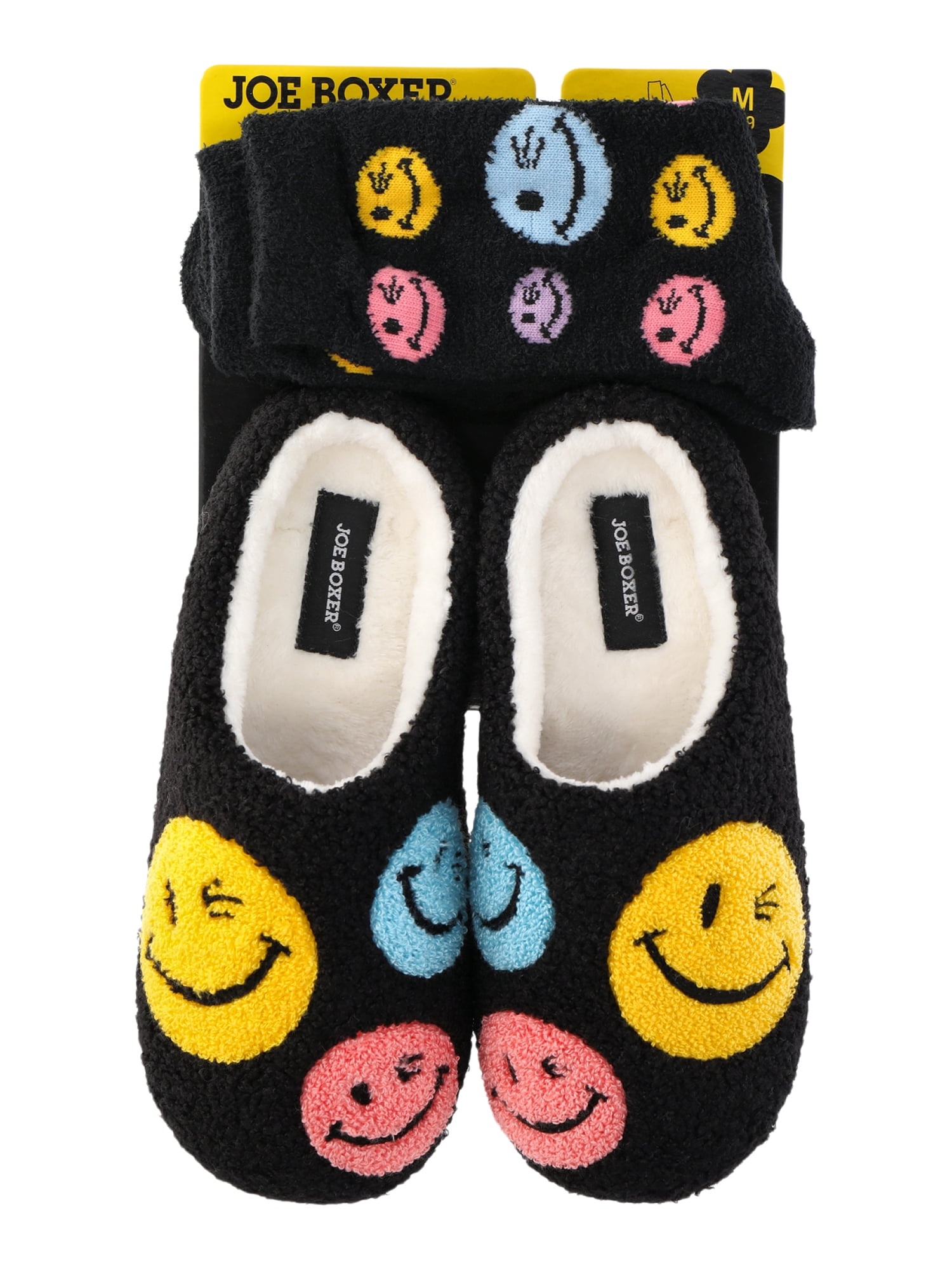 Joe Boxer Women's Plush Slippers and Socks Set, 4-Piece, Sizes 5-12