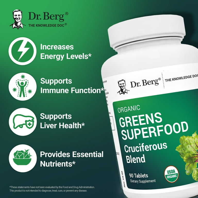 Dr. Berg Organic Greens Superfood Supplement, 90 Tablets