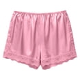 thumbnail image 5 of SOFTCCLO Shorts for Women Solid Satin Lace Shorts Elastic Waist Mini Casual Womens Shorts Pink L, 5 of 5