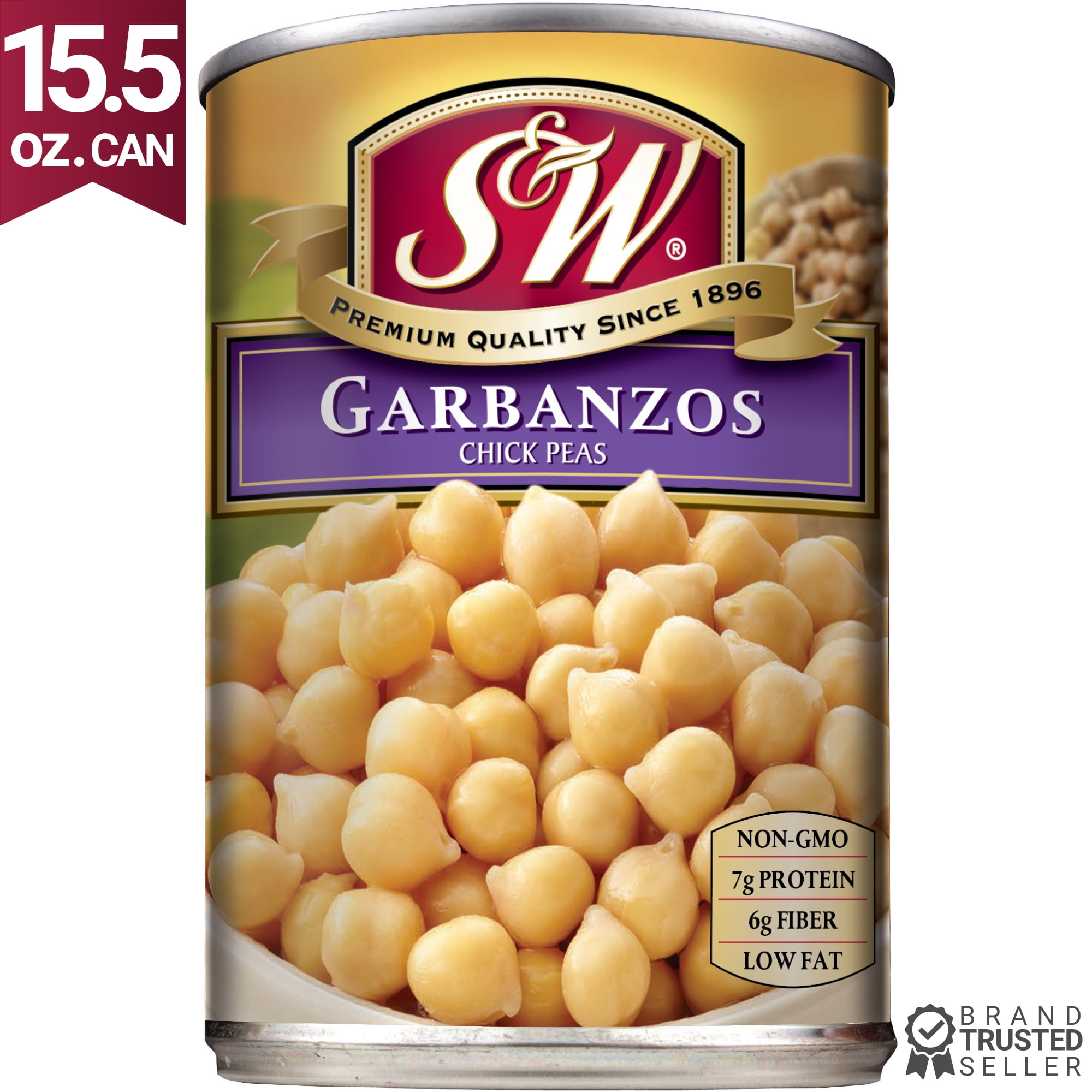 S&W Garbanzo Chick Pea Beans, 15.5 oz Can