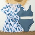 thumbnail image 4 of SGMVNU Girls Swimsuit with Kimono Cover up Girls Bathing Suits Size 10/12 3 Piece Swimwear Set Summer Beach Wear Floral Print Teens Bathing Suit, Size 8-9 Years, 1-Blue, 4 of 7