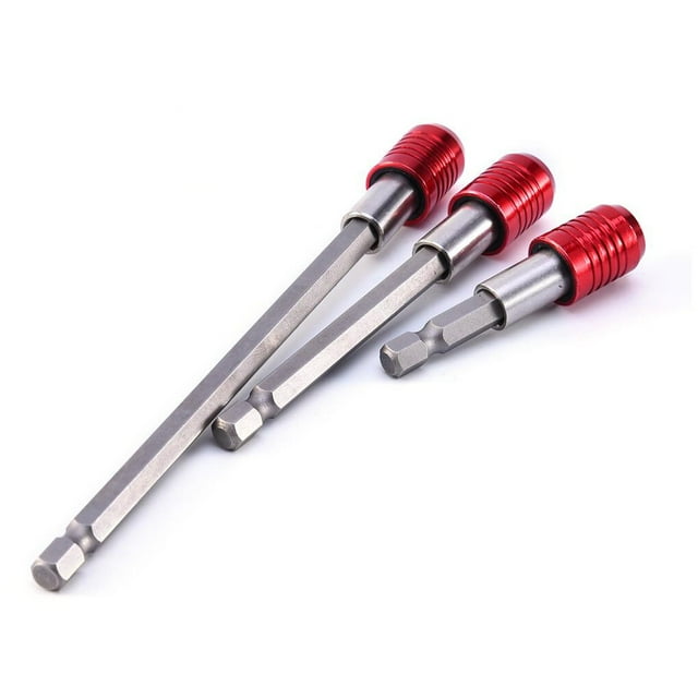 1/4 Inch Hex Shank Screwdriver Bit Holder Stainless Steel Screwdriver Bit Extender Adapter Sleeve Red 100mm 1pc