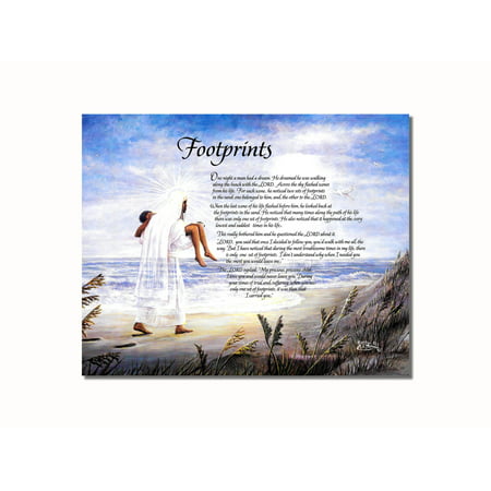 Footprints in the Sand Christian Religious Wall Picture 8x10 Art