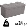thumbnail image 3 of Storage Ottoman Bench Foldable Seat Footrest End of Bed Ottoman with Flipping Lid for Living Room, 75L, 30 inches Linen Fabric Beige, 3 of 6