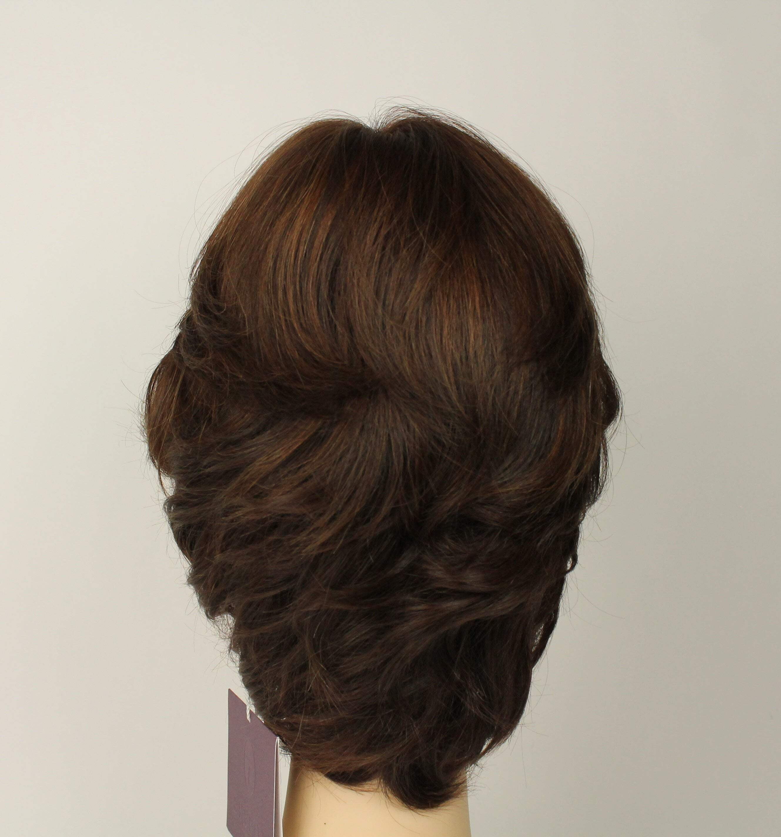 European Human Hair Freeda Wig Olivia 2000 Medium Brown With Red Highlights Multi-Directional Skin Top Size M