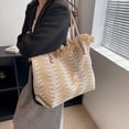thumbnail image 2 of Women Large Tassels Polyester Knit Shoulder Bag Beach Top-handle Bag Tote, 2 of 7