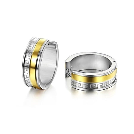 KATGI Fashion 18K Rose Gold Plated The Great Wall of China Grain Titanium Steel Stud Earrings