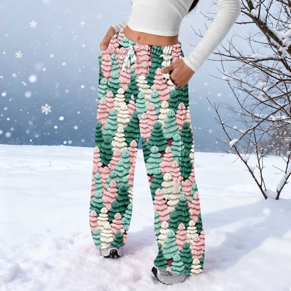 Women Sweatpants Hiking Pants Women Womens Christmas Fashion Printed Flannel Casual Trousers Casual Pants,Multicolor,L