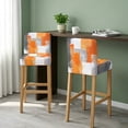 thumbnail image 2 of Burnt Orange Grey Oil Painting Bar Stool Cover Set of 2, Abstract Modern Geometric Stretch Bar Chair Cover, Removable Washable Pub Counter Stool Chair Slipcover for Kitchen Dining Room Pub Cafe, 2 of 9