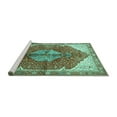 thumbnail image 2 of Ahgly Company Machine Washable Indoor Rectangle Medallion Turquoise Blue Traditional Area Rugs, 3' x 5', 2 of 4