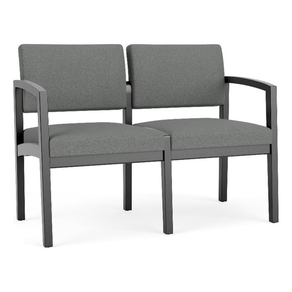 Lenox Wood Reception Waiting 2-Seat Tandem Seating / Black Wood / Light Gray
