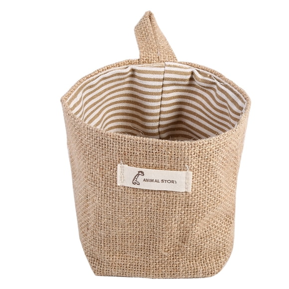 Sac Suspendu - Panier à Linge en Coton Sac à vêtements Suspendu Accueil Gadget Rangement Organisateur Corbeille Pliable(Rayures Jaunes)