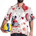 thumbnail image 4 of Valentine's Day Love Men's Short Sleeve Poplin Button Down Hawaiian Printed Summer Beach Shirt, Unisex, 4 of 6