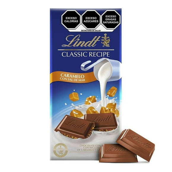 Chocolate con leche Lindt Classic Recipe con inclusiones de caramelo y sal de mar 125 g
