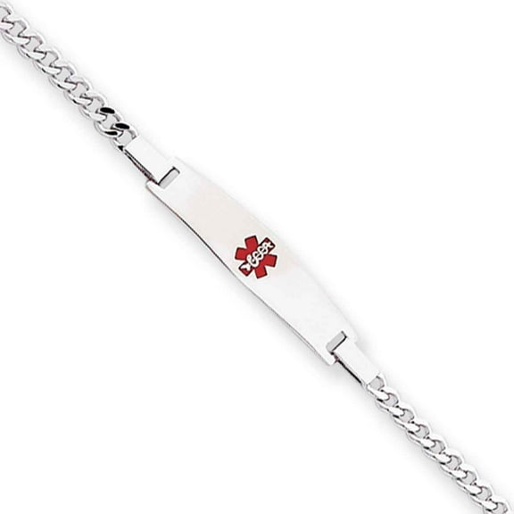 Primal Silver Sterling Silver Rhodium-plated Medical ID Curb Link Bracelet