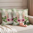 thumbnail image 2 of Sage Green Plaid Easter Outdoor Waterproof Pillow Covers, Spring Summer Floral Checkered Rustic Decorative Square Throw Pillowcase Sofa Cushion Sham for Patio/Couch/Chair, 26"x26" 2 Pack, 2 of 8