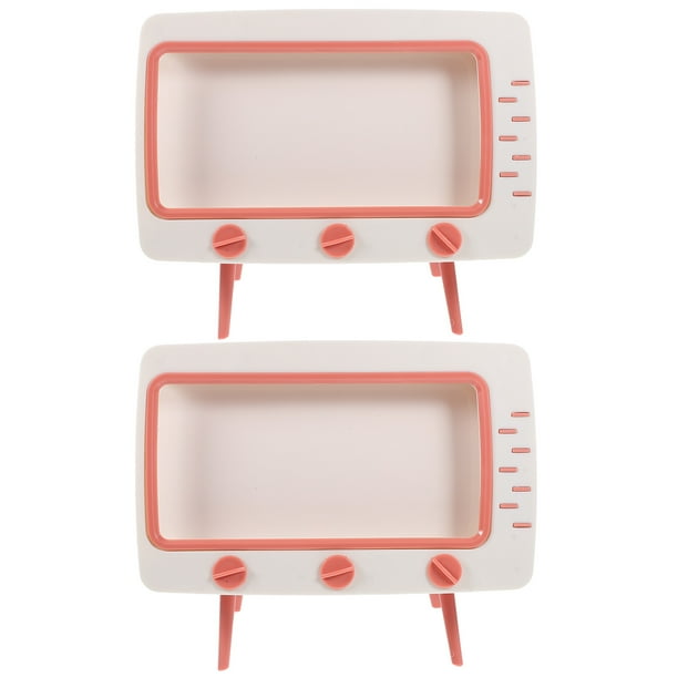 Tenedor de tejido versátil de 2 piezas Contenedor de tejidos de caja de almacenamiento de escritorio (rosa)