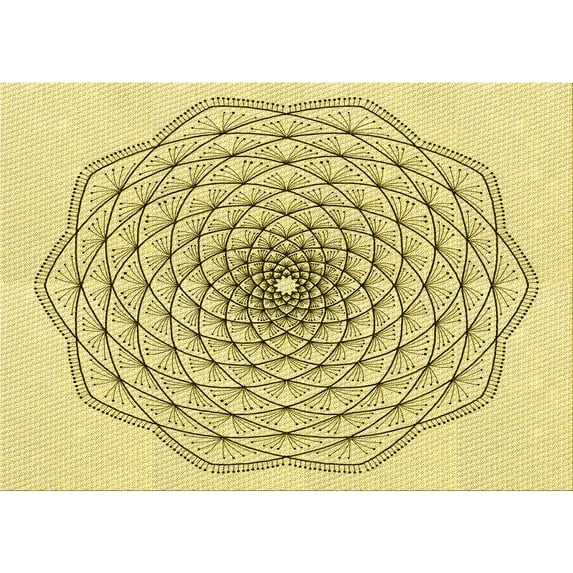 Ahgly Company Machine Washable Indoor Rectangle Transitional Sun Yellow Area Rugs, 5' x 7'