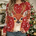 thumbnail image 2 of Womens Ugly Christmas Sweatshirts Fashion Xmas Printed Crewneck Long Sleeve Blouses Fall Casual Loose Fit Pullover Tops Red 2 S, 2 of 5
