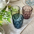 thumbnail image 2 of STP GOODS Mix Vintage Embossed Glasses Set of 6 pcs 8.1 fl oz (240 ml) Glass Drinking Glasses Glass Tumbler Set of 6 Vintage Water Glasses Glassware for Water Cocktail, Blue Green Burgundy, 2 of 8