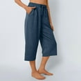 thumbnail image 5 of UAMVSH Capris for Women Summer Casual Wide Leg Cropped Pants Elastic Waist Drawstring Loose Comfy Capri Pants with Pockets, 5 of 7
