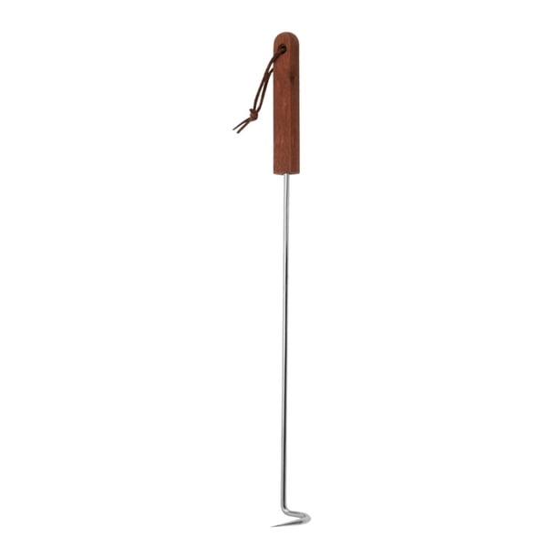Comida para barbacoa, gancho para voltear carne con mango de madera y cola de acero inoxidable para filetes de cumpleaños 44 cm x 37 cm