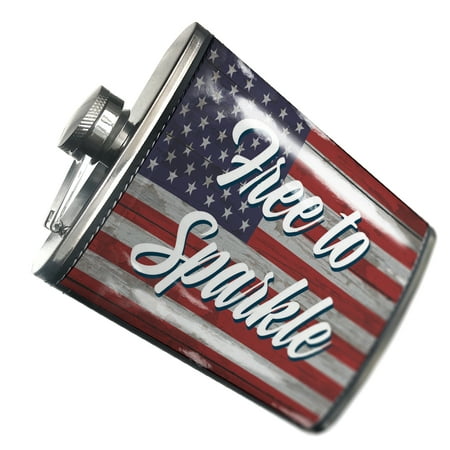 

NEONBLOND Flask Free to Sparkle Fourth of July Vintage Wood Flag Script