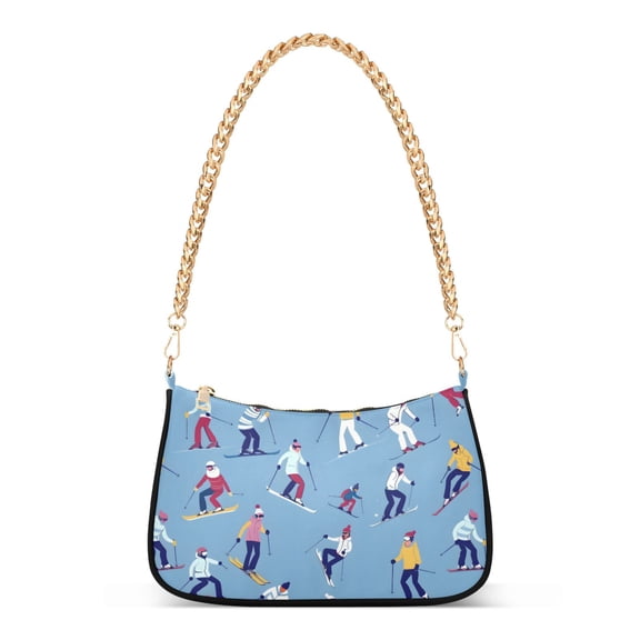 ALAZA Skier Skating Women's Chain Shoulder Bag Hobo Handbag Tote Crossbody Purse