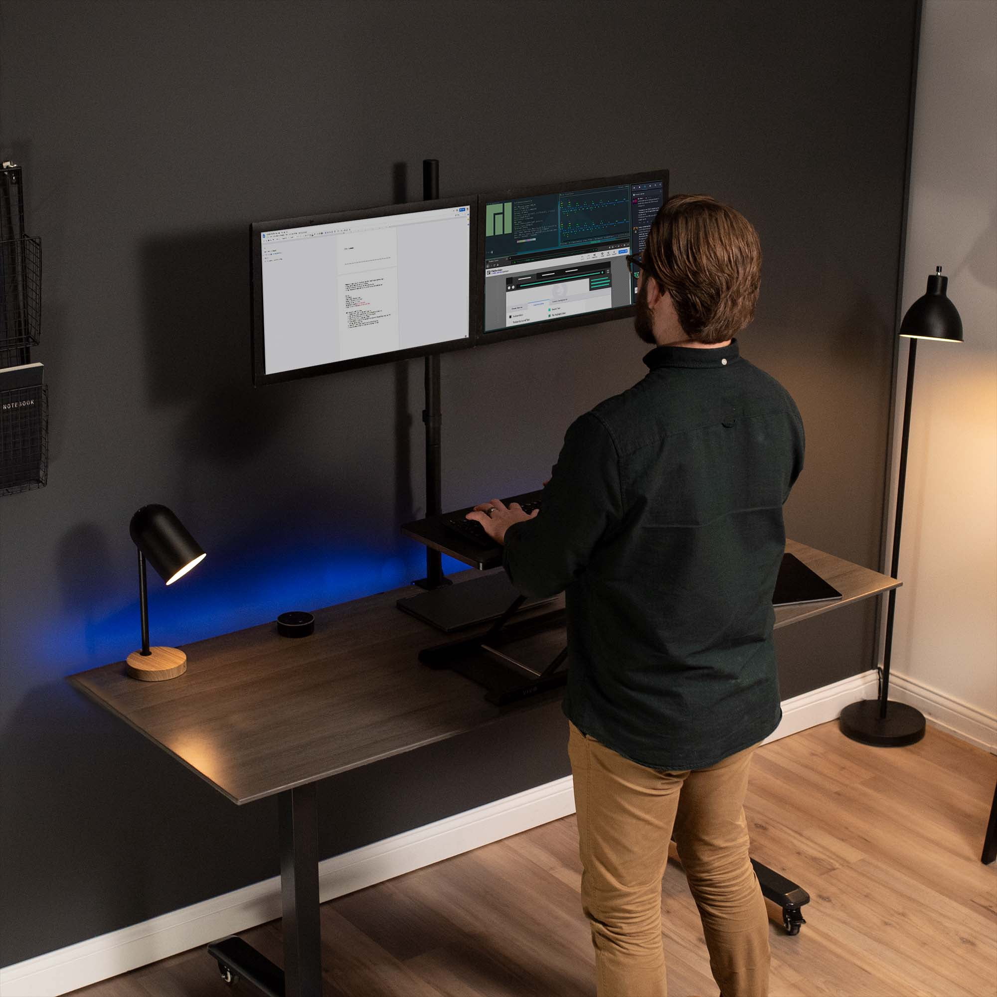 VIVO Dual Monitor Desk Mount Extra Tall Adjustable Stand for up to 27" Screens