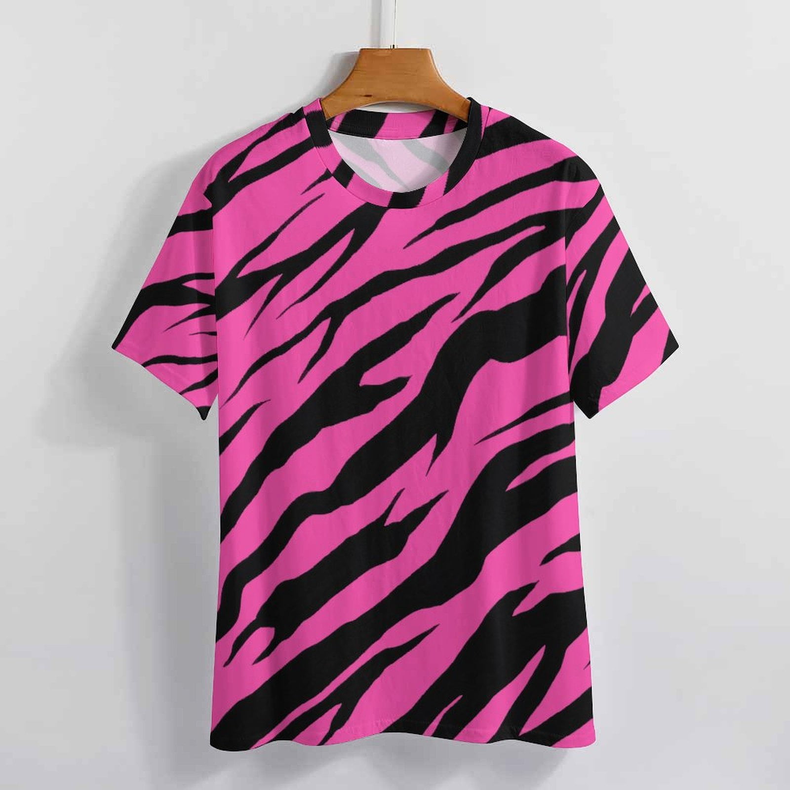 Pink Zebra Print Pattern Women's T-Shirt Short Sleeve T Shirts