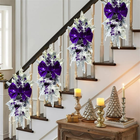 JLFNYA Christmas Wreaths for Front Door,1pc Wreath Front Door Decorations for Christmas,Wreath Decorations Front Door Stair Decorations,Mantel Decorations,Stair Rail Decorations