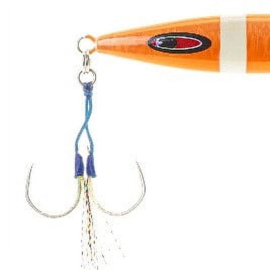 Jigs R Us Sardine Slow Pitch Jig Orange Glow 250g Rigged with Top and Bottom Dual Assist Hooks