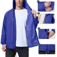 thumbnail image 3 of Stamzod Packable Rain Jacket Mens Solid Color Long Sleeve Full-Zip Rain Coats with Hood Outdoor Travel Hiking Casual Windbreaker Jackets for Men Blue XXL, 3 of 8
