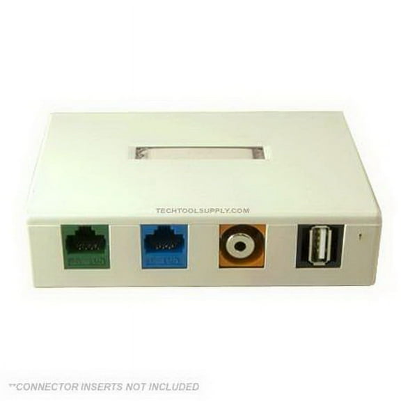 4 Port Surface Mount Box - Ivory, SMBQUAD-I