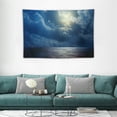 thumbnail image 2 of Creowell  Ocean Tapestry, Romantic Full Moon Between Clouds Over a Quiet Dramatic Sea Tranquil Image, Wide Wall Hanging for Bedroom Living Room Dorm,60x40 Inch, Navy Blue 60x40in, 2 of 7