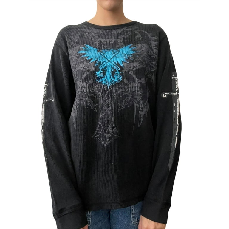 skull 00s print long sleeve y2k スワロフスキー skull 00s print long sleeve y2k スワロフスキー